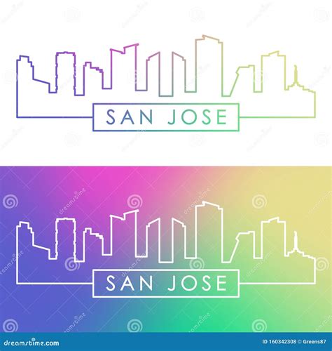 San Jose, Costa Rica Skyline And Landmarks Silhouette Cartoon Vector ...