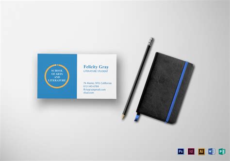 Student Business Card Design Template in PSD, Word, Publisher, Illustrator, InDesign