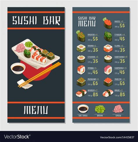 Printable Japanese Restaurant Menu Template Royalty Free Vector Image Sushi Menu Template Sample ...