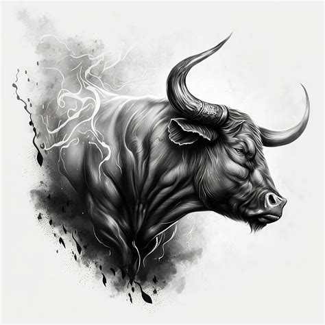 Bull Tattoo Design White Background PNG File Download High Resolution ...