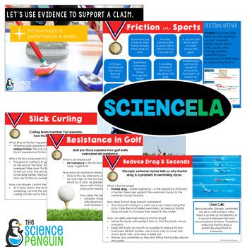 Friction in Sports Reading Comprehension Passages & Writing | Force and ...