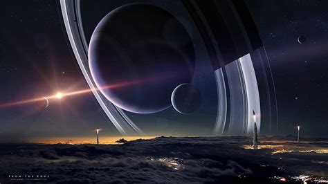 HD wallpaper: gray planet, space, spacescapes, planetary rings, Moon ...