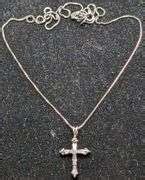STERLING SILVER CROSS PENDANT NECKLACE WITH STONES - Isabell Auction