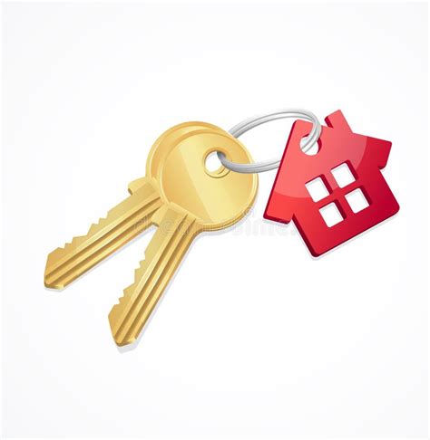 House Keys with Red Key Chain Stock Vector - Illustration of metal ...