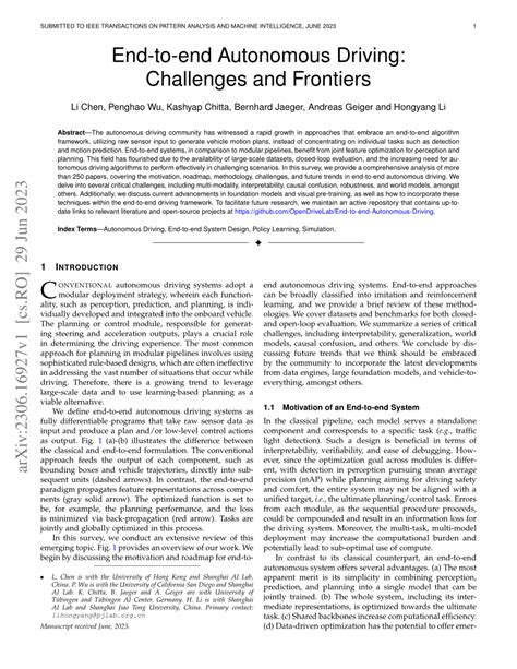 (PDF) End-to-end Autonomous Driving: Challenges and Frontiers