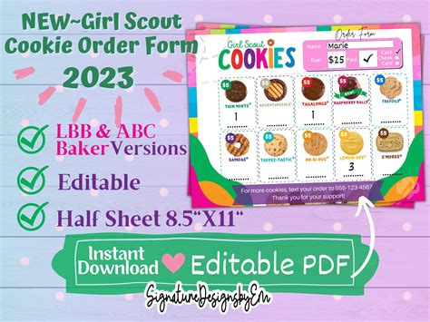 2023 girl scout cookie order form lbb and abc form for cookie booth ...