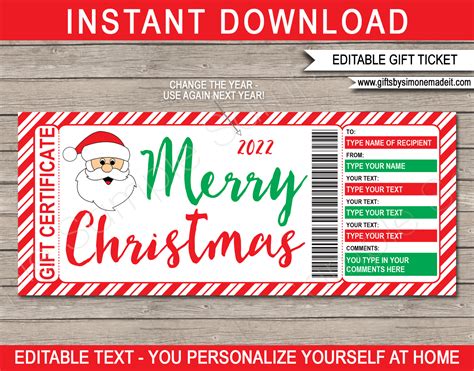 Christmas Santa Gift Certificate Template | Printable Gift Vouchers for ...