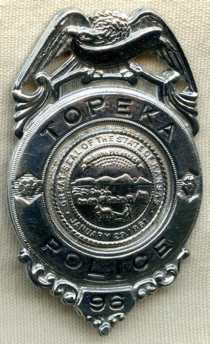 1940's - 1950's Topeka, Kansas Police Badge in Excellent Condition ...