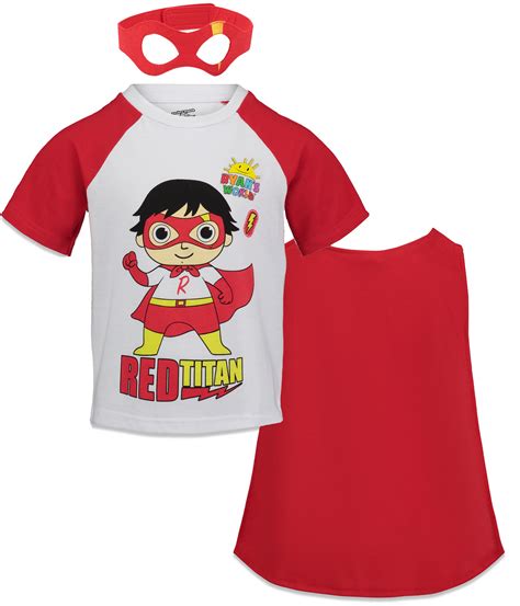 Ryan's World - Ryan's World Red Titan Toddler Boys Superhero T-Shirt with Cape and Mask 3T ...