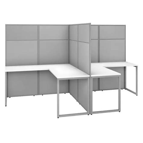 EASY OFFICE 2 Person L Shaped Desk with 66H Panels in White ...