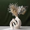 IUIBMI Modern White Ceramic Vase Set of 2, Nordic Minimalism Hollow ...