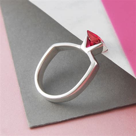 faceted ruby birthstone sterling silver ring by embers gemstone ...