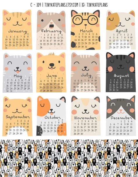 2023 Cat Calendar Planner Stickers Calendar Planner Stickers - Etsy