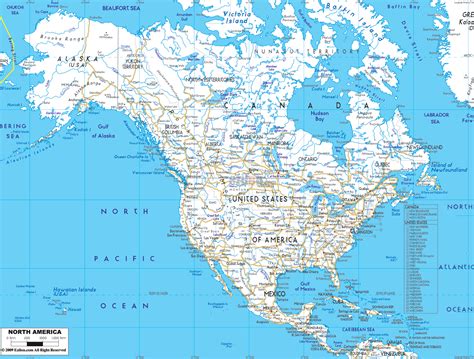 Detailed Clear Large Road Map of North America - Ezilon Maps