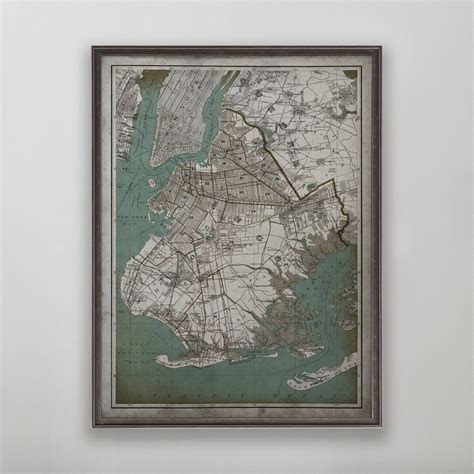 Brooklyn Map Vintage Map of Brooklyn New York Vintage Wall - Etsy