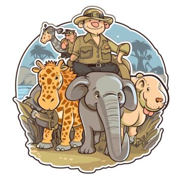 Zoologist Clipart Man In Safari Outfit And Monkey Cartoon Character Vector, Zoologist, Clipart ...