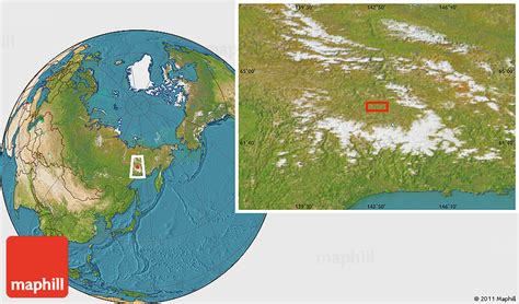 Satellite Location Map of Oymyakon