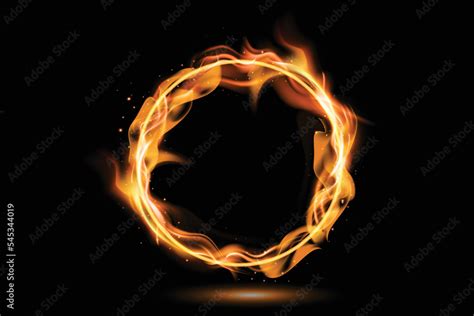 Realistic circle fire flame offer banner Stock Vector | Adobe Stock