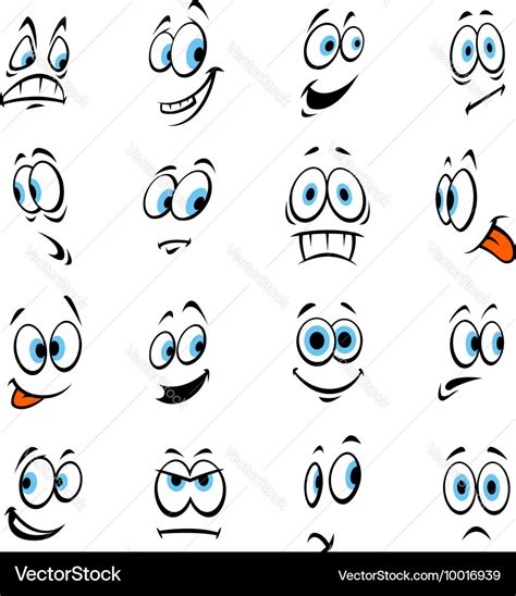 Cartoon eyes with expressions and emotions Vector Image