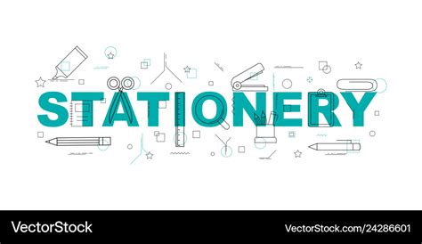 Stationery banner word with line icon Royalty Free Vector