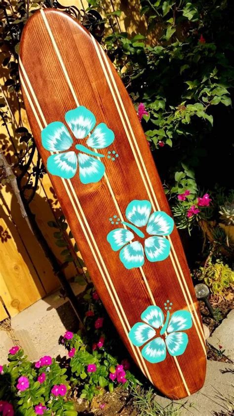 SURFBOARD 4-99 WALL ART Hawaiian Surf Beach Hibiscus Decor Longboard ...