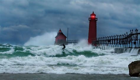 high enough to see the sea | Lake michigan waves, Lake michigan, Lake