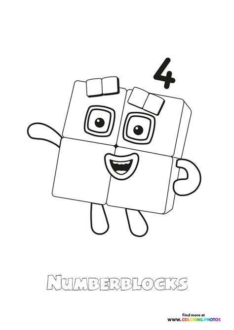 Numberblocks 4 Coloring