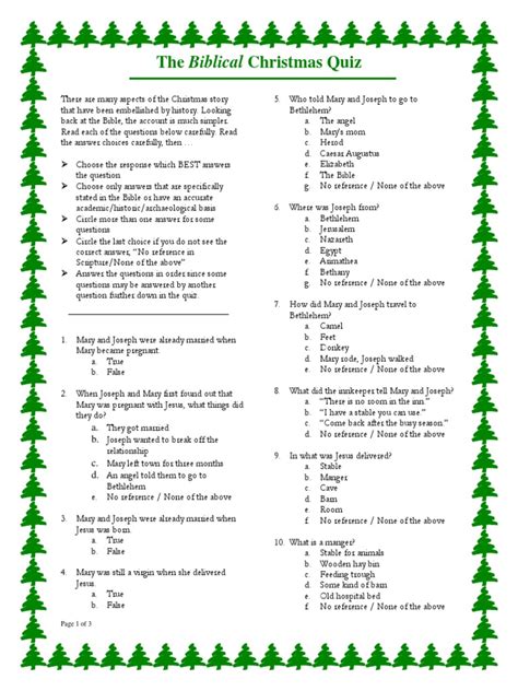 The Biblical Christmas Quiz | PDF | Biblical Magi | Saint Joseph