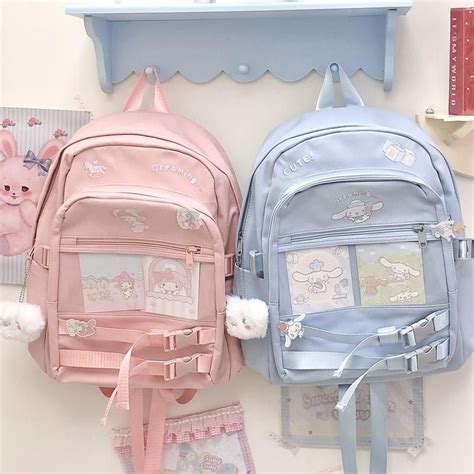 Pastel School Girl Melody Cinnamoroll Backpack Bag C01431 Sanrio Backpack, Kawaii Backpack ...