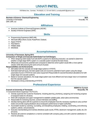 Unnati Patel Resume | PDF