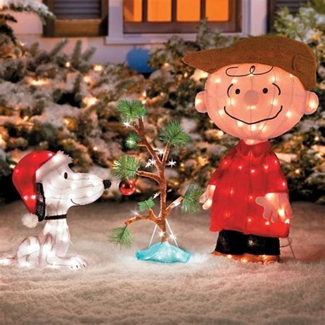 Christmas Charlie Brown Snoopy Outdoor Lighted Tree Yard Art Lawn Porch ...