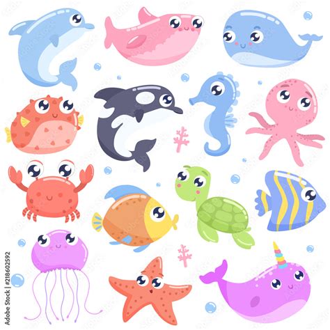 Cute Cartoon Sea Animals