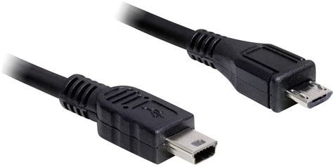 Delock USB cable USB 2.0 USB Micro-B plug, USB-Mini-B plug 1.00 m Black ...