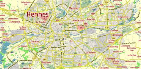 _Bretagne France Vector Map exact extra detailed All Roads Cities Towns ...