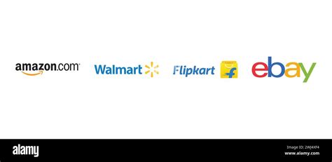 Walmart, Amazon, Flipkart, Ebay. Vector illustration, editorial logo ...