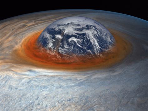 Earth compared to size of Jupiter's great red spot : woahdude