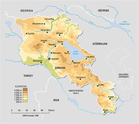 Detailed physical map of Armenia | Armenia | Asia | Mapsland | Maps of ...