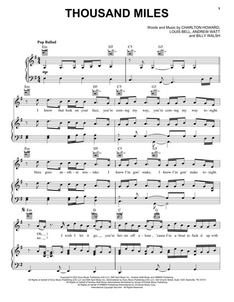 The Kid LAROI "Thousand Miles" Sheet Music Notes | Download Printable PDF Score 1002705