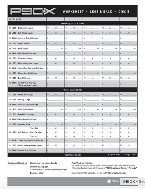 P90X Workout Sheets | P90X Legs and Back | Free PDF Download | Fitness | P90x workout, Workout ...