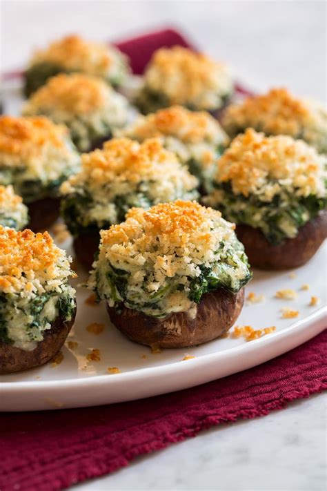 Stuffed Mushrooms - filled with rich cream cheese, tender spinach, melty mozzarella and ...