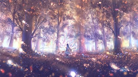 Forest, Anime Girl, Outdoor, Wallpaper - Anime Girl In Night Forest (#695463) - HD Wallpaper ...