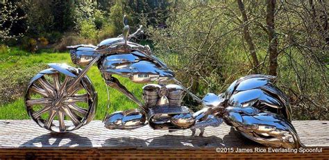 Guy Creates Awesome Motorcycles Using Large Bent Spoons