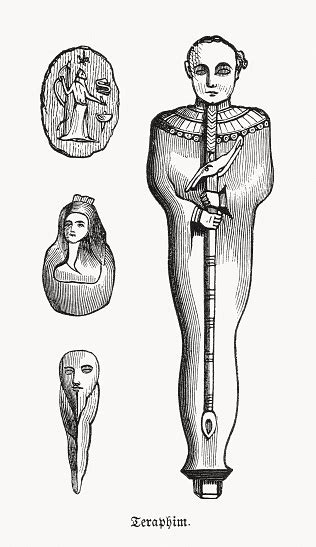 Teraphim Family God Of Semitic Nomads Wood Engraving Published 1862 Stock Illustration ...