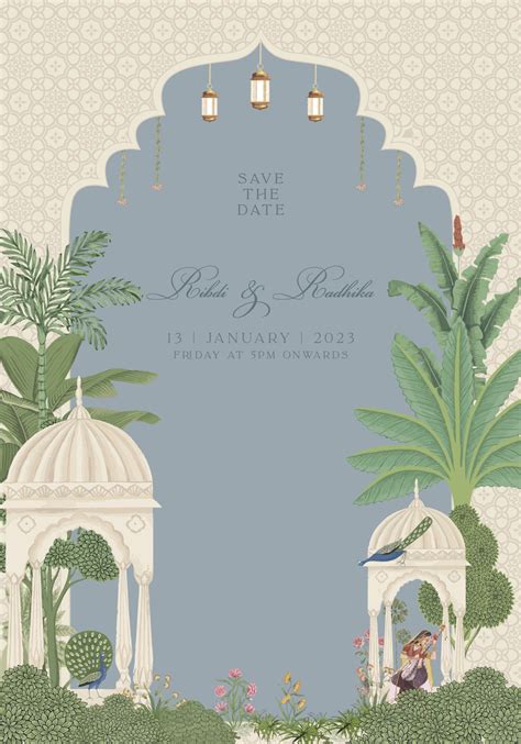 Mughal Wedding Card Design. Invitation card for printing vector ...