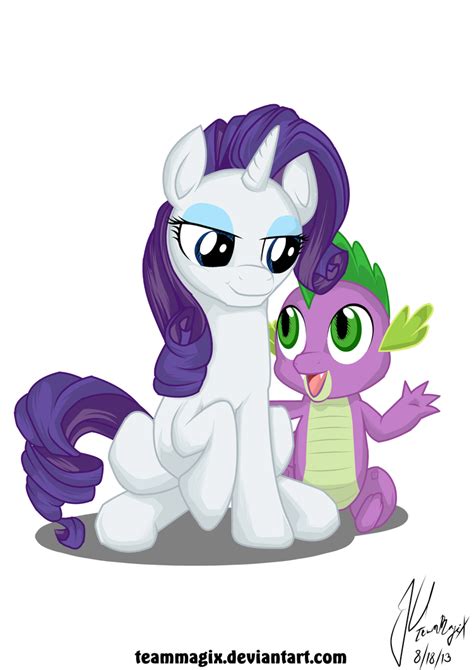 Spike and Rarity sitting by teammagix on DeviantArt