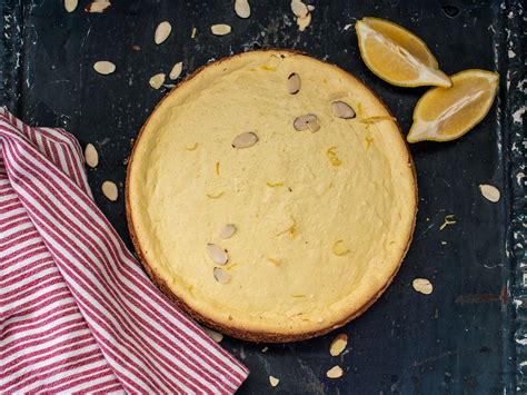 Lemon Ricotta Cheesecake with Almond Cookie Crust