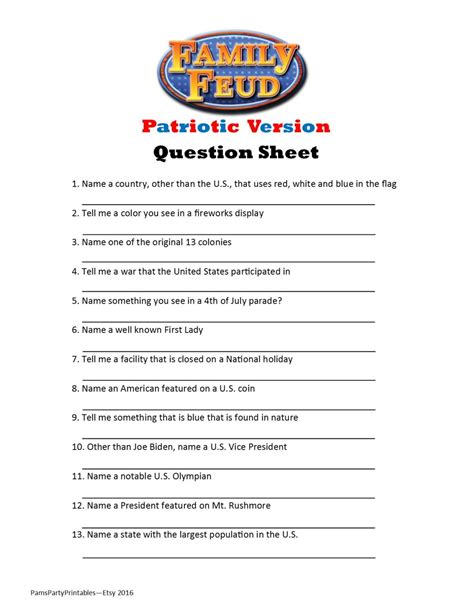 Bible Family Feud Questions And Answers Printable Free - Printable ...