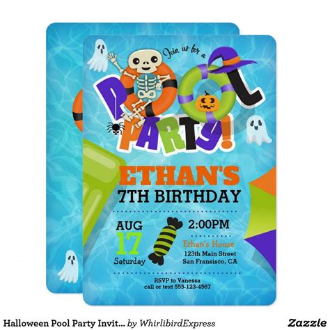 Halloween Pool Party Invitation | Zazzle.com | Pool party invitations ...