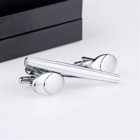 ( 1 Set ) Set Of Cufflinks And Tie Clip For Groomsmen Silver Metal Oval ...