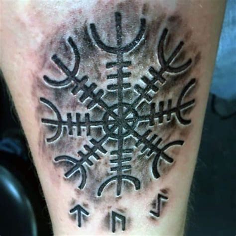 40 Helm Of Awe Tattoo Designs For Men - Norse Mythology Ideas